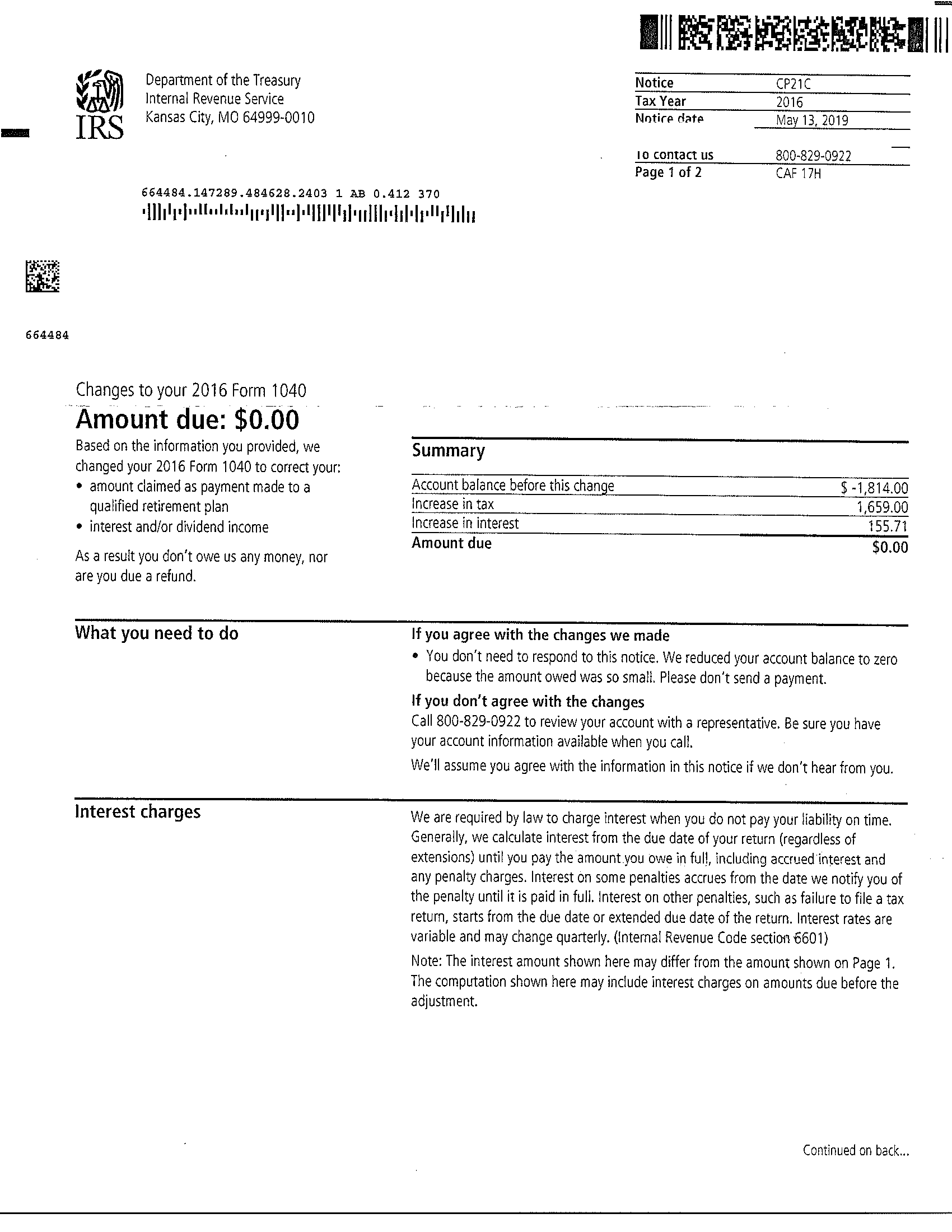 IRS error correction